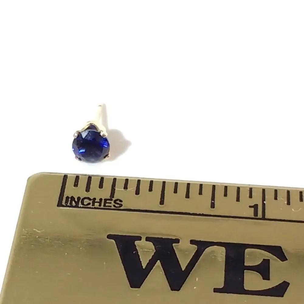 Blue Sapphire 5mm Earrings Gold Filled Post
